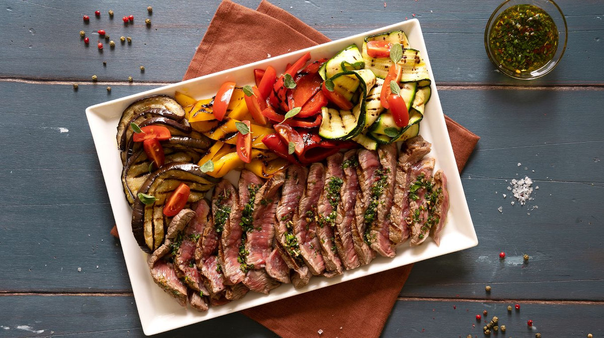 tagliata scottona alla griglia con verdure 