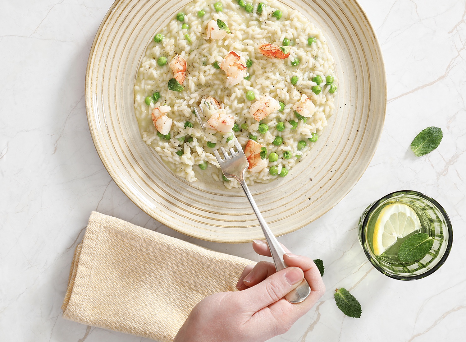 Risotto-gamberi-piselli-menta-image