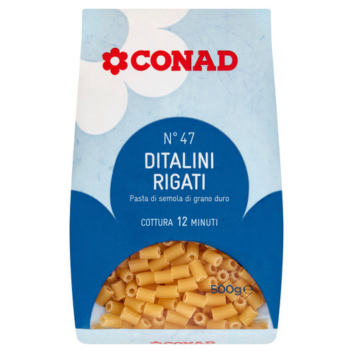 CONAD Pasta di Semola di Grano Duro N° 47 Ditalini Rigati 500 g-image