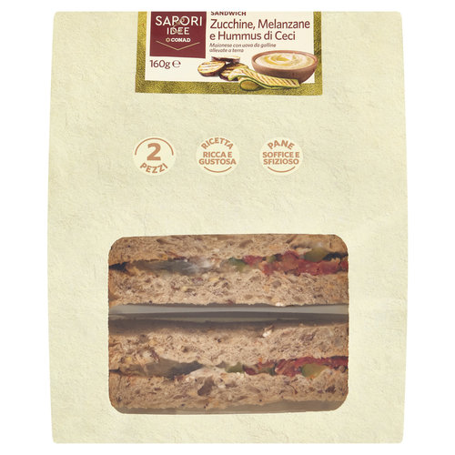 SAPORI & IDEE CONAD Sandwich Zucchine, Melanzane e Hummus di Ceci 2 Pezzi 160 g-image